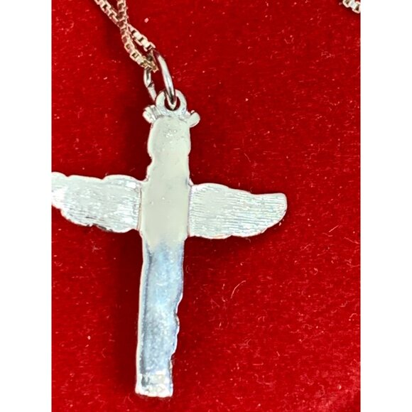 19" Box Chain Totem Pole Native American Pendant Necklace Sterling Italy 8162 - Picture 2 of 11